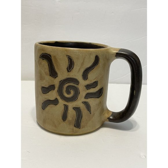 Mara of Mexico Brown Stoneware Coffee Mug Tea Cup Sun Energy Positivity Clarity - Picture 4 of 9